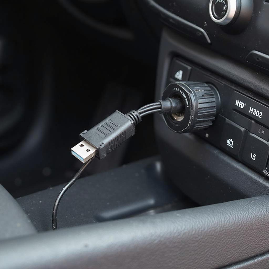 BMW OBD2 USB Cable Connected to Car