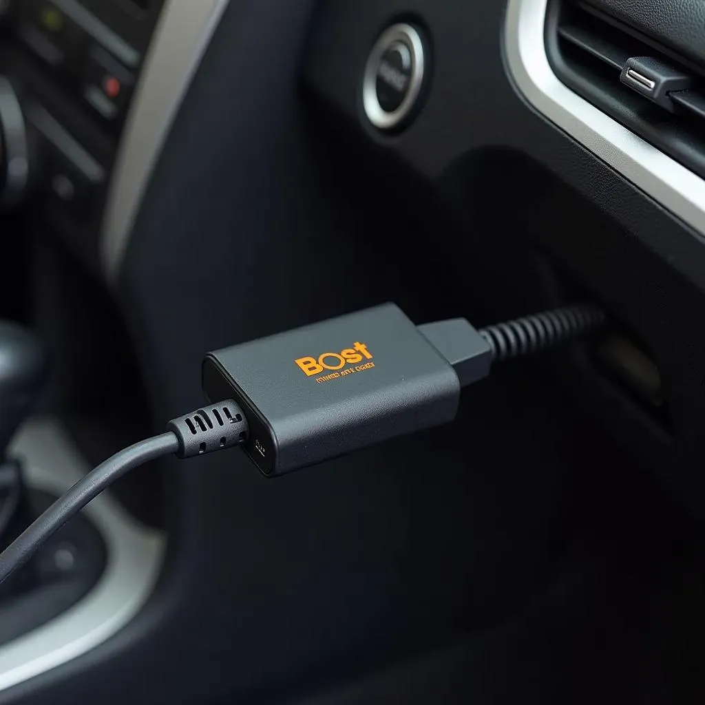 Boost OBD2 device plugged into a car's OBD port