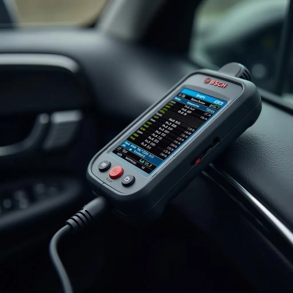 Bosch OBD2 Scanner Connected to a Car