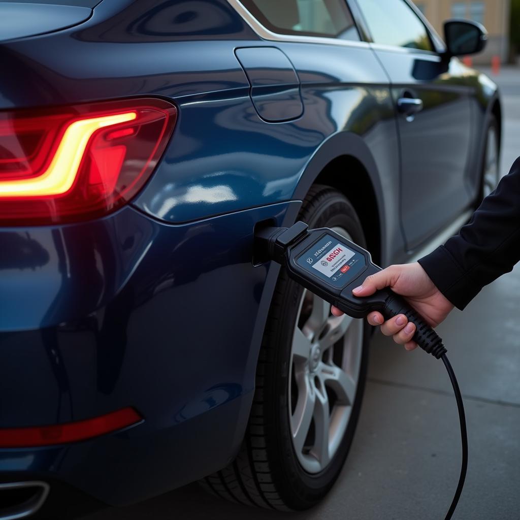 Bosch OBD2 Scanner Connected to Car