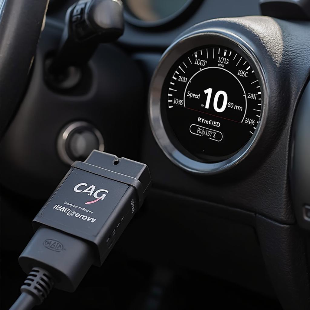 CAG OBD2 Gauge Connected to OBD2 Port