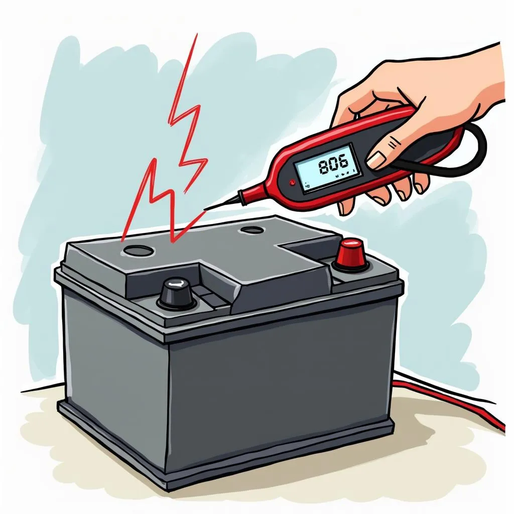 Testing car battery voltage with a multimeter