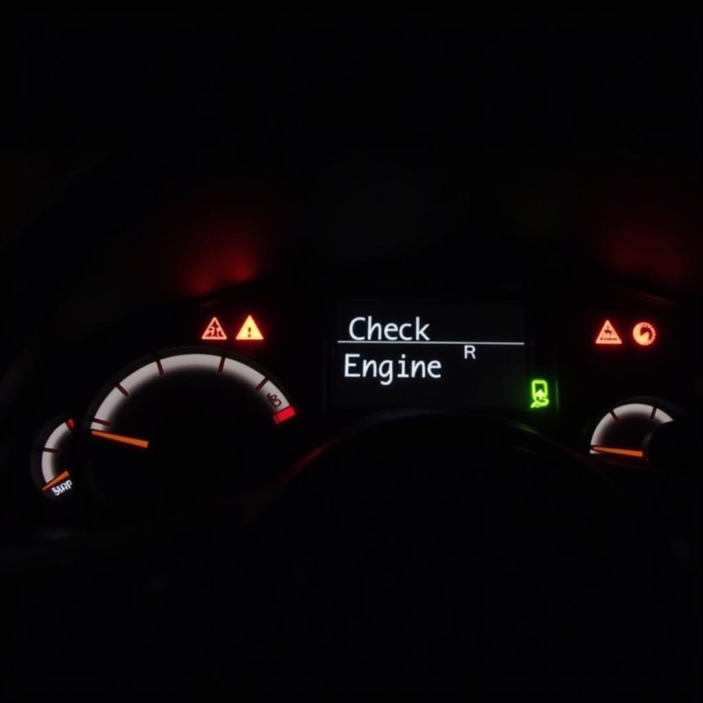 Car Dashboard Warning Lights Illuminated