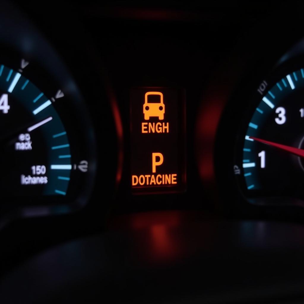 Car Dashboard Displaying Check Engine Light