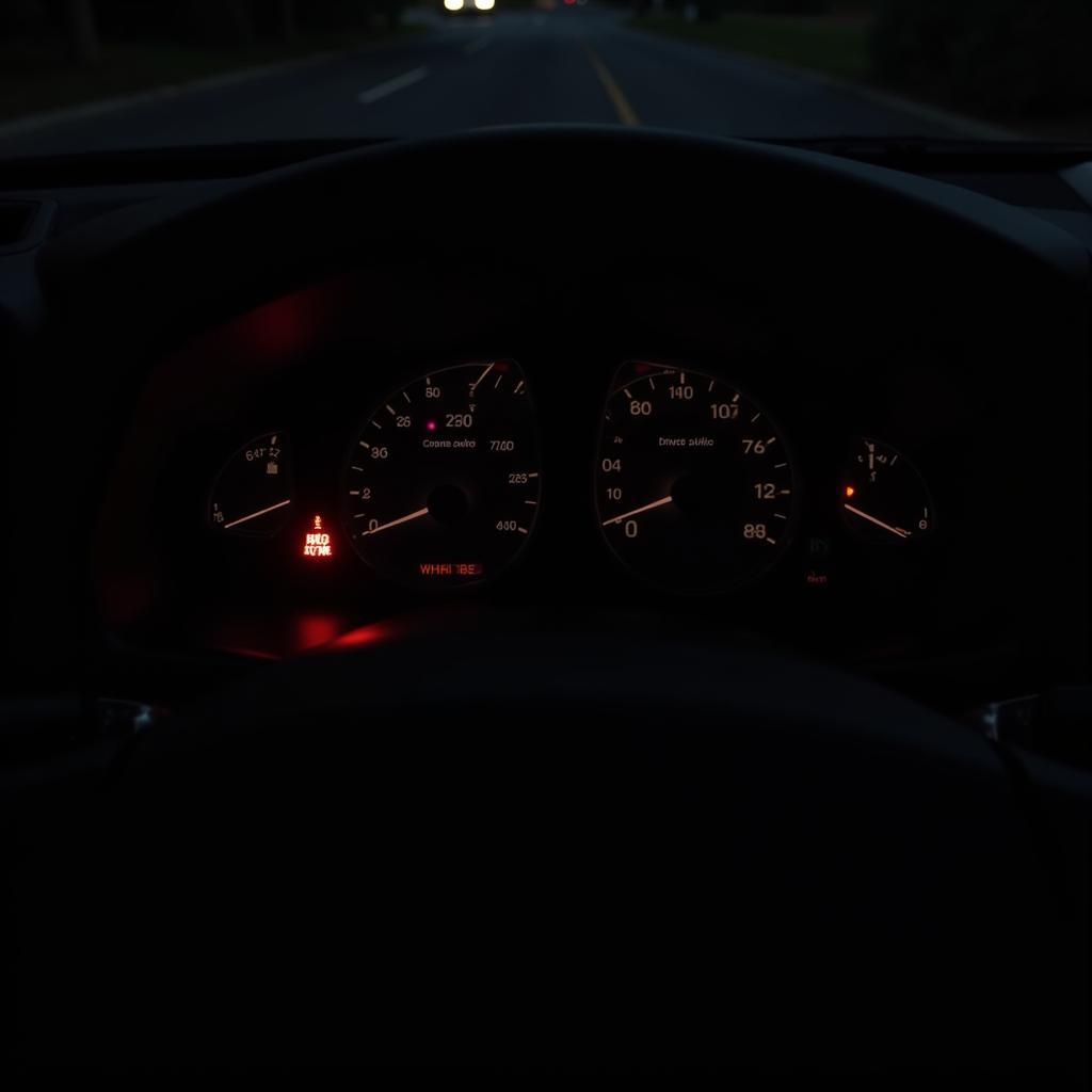 Car Dashboard Displaying Check Engine Light