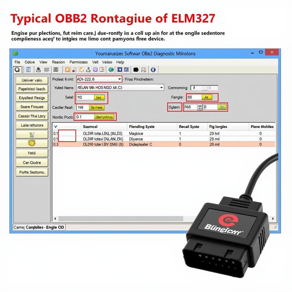 Screenshot of an OBD2 diagnostic software interface