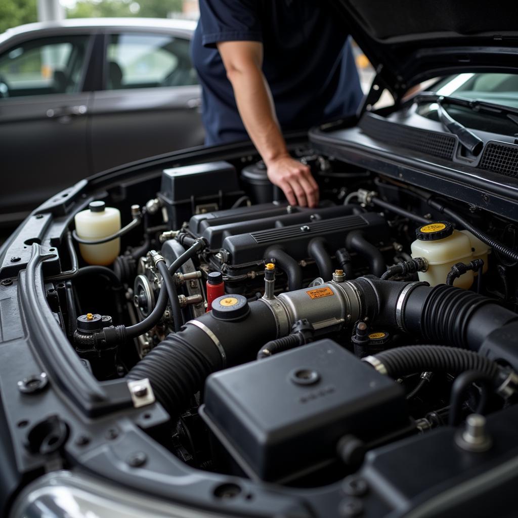 Car Engine Undergoing Repair