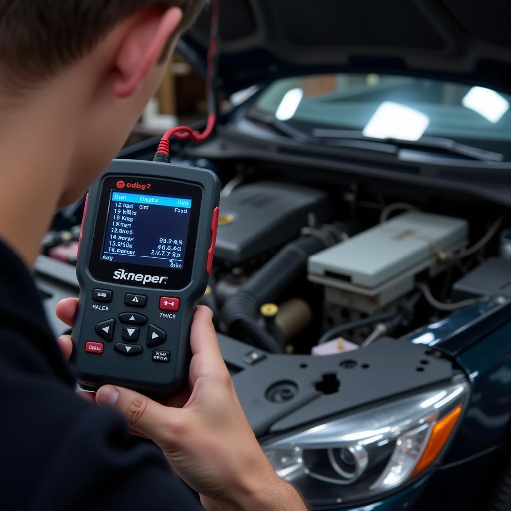 Car Engine Running with OBD2 Scanner