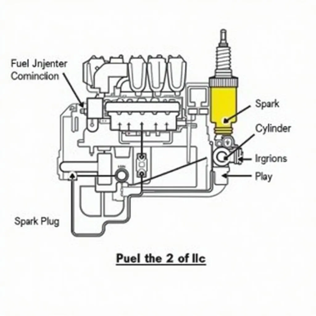 Car Engine Diagram Highlighting Cylinder 3 Components