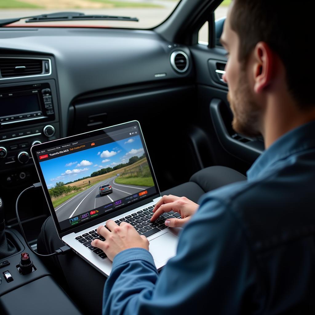 Car Enthusiast Using Tactrix Cable