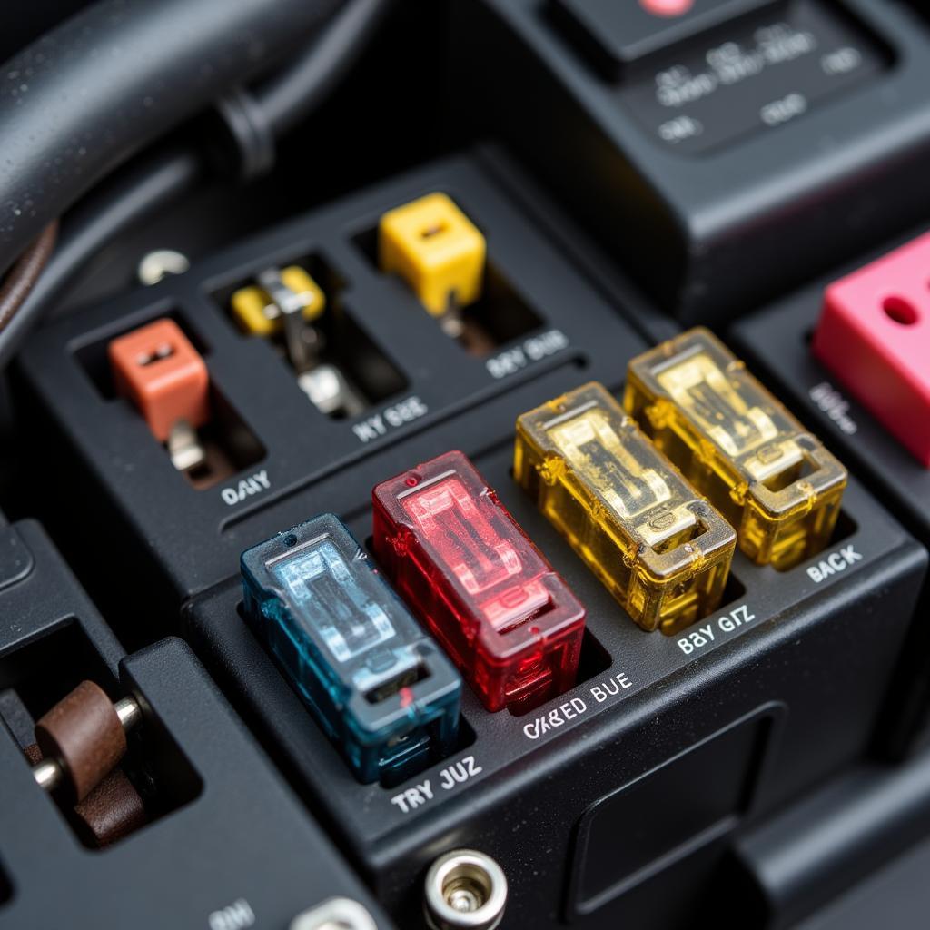 Inspecting fuses in a car fuse box