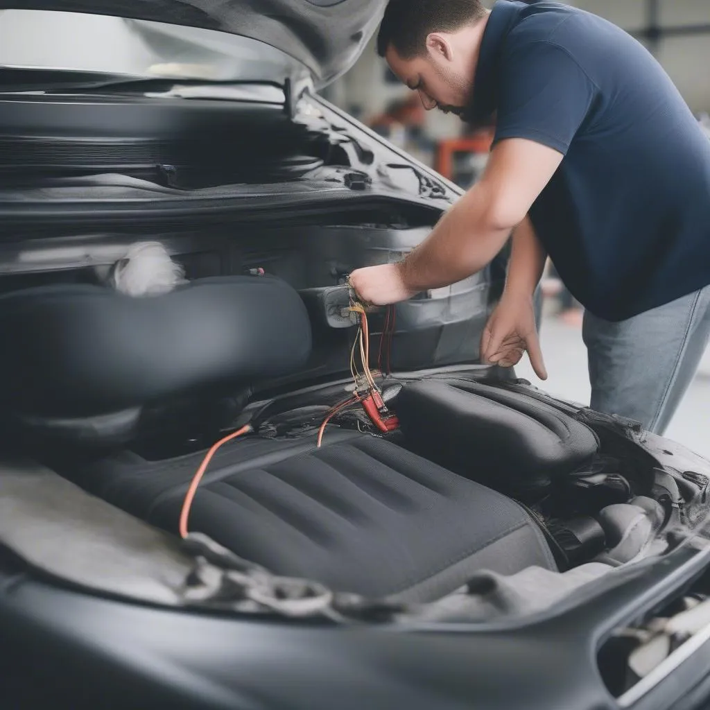 Mechanic Inspecting Airbag System