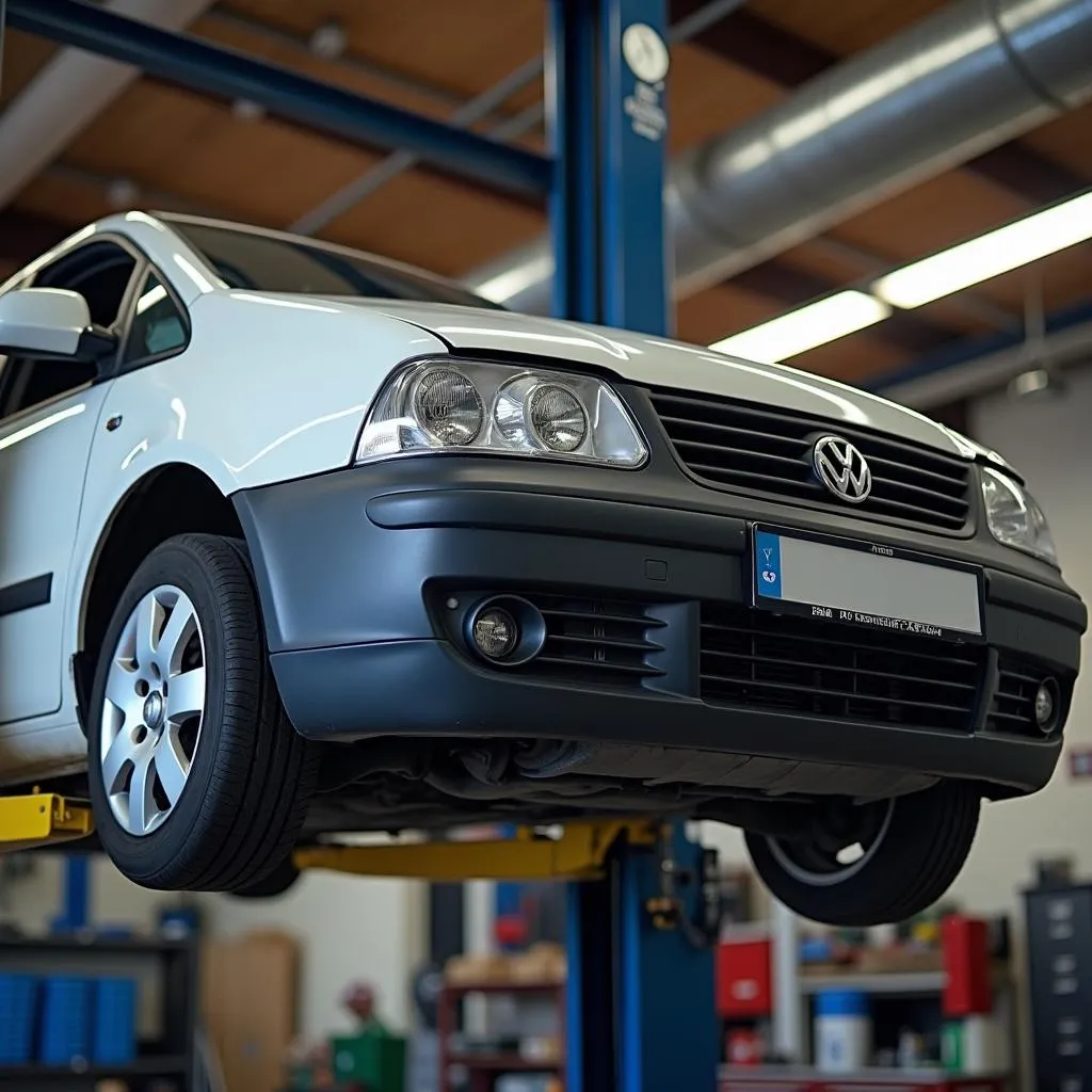 Car on Lift for Transmission Repair