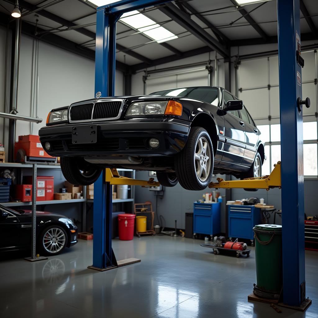 Car on Lift for Transmission Service