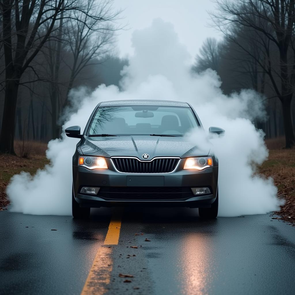 Car overheating with steam coming from the hood