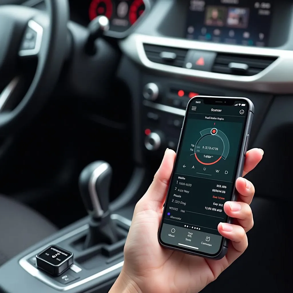 Smartphone Connected to a Car Wifi OBD2 Scanner