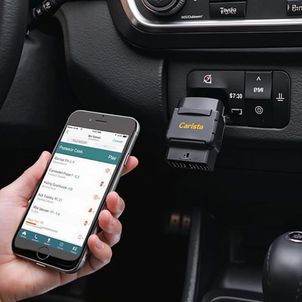 Carista OBD2 Bluetooth Toyota Code Reader Connected to a Smartphone