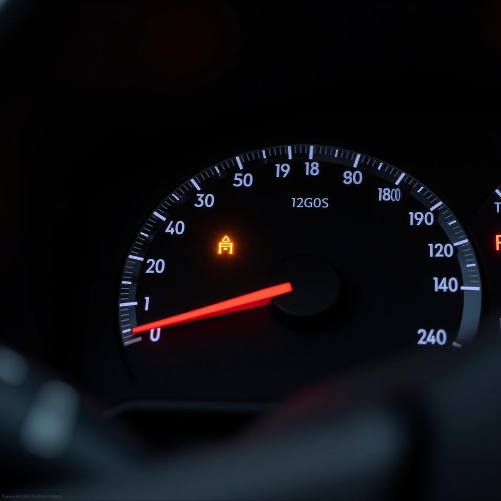 Subaru dashboard with check engine light illuminated