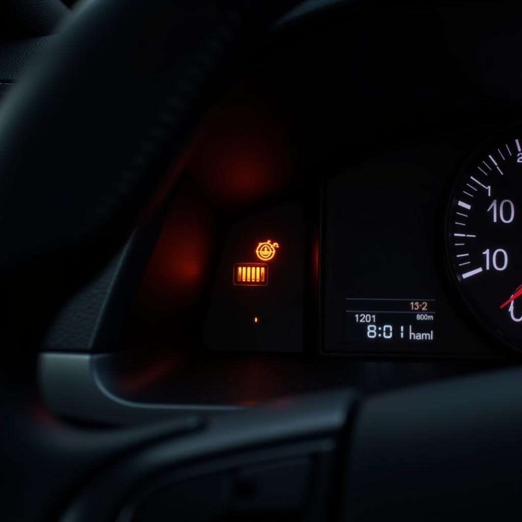 Check engine light illuminated on a car dashboard