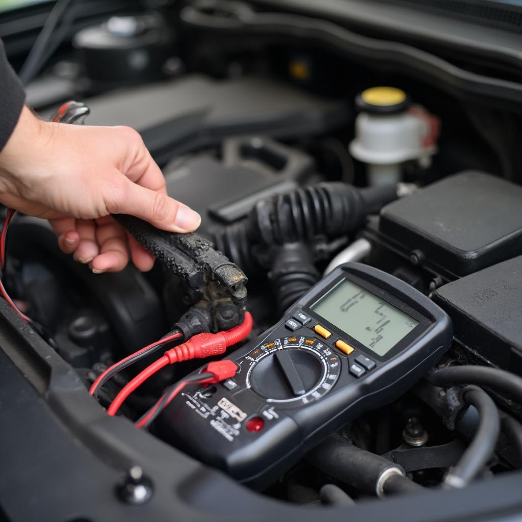 Checking car battery health with a multimeter