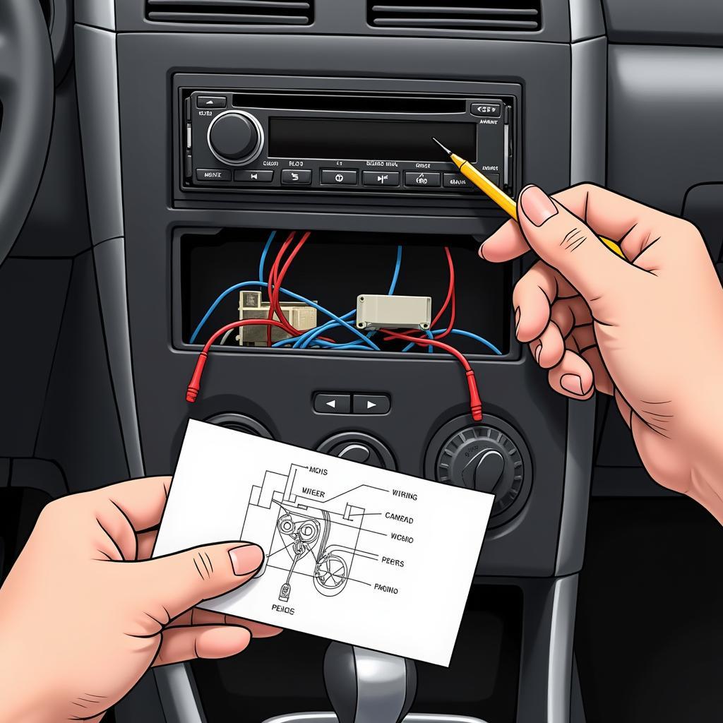 Inspecting wiring harness behind a car radio