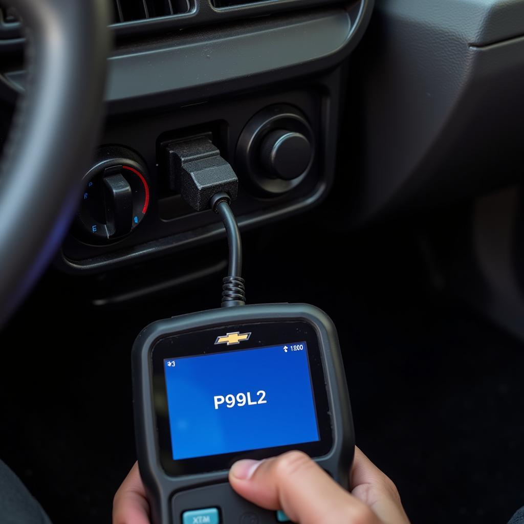 Chevrolet OBD2 Scanner connected to a car's port