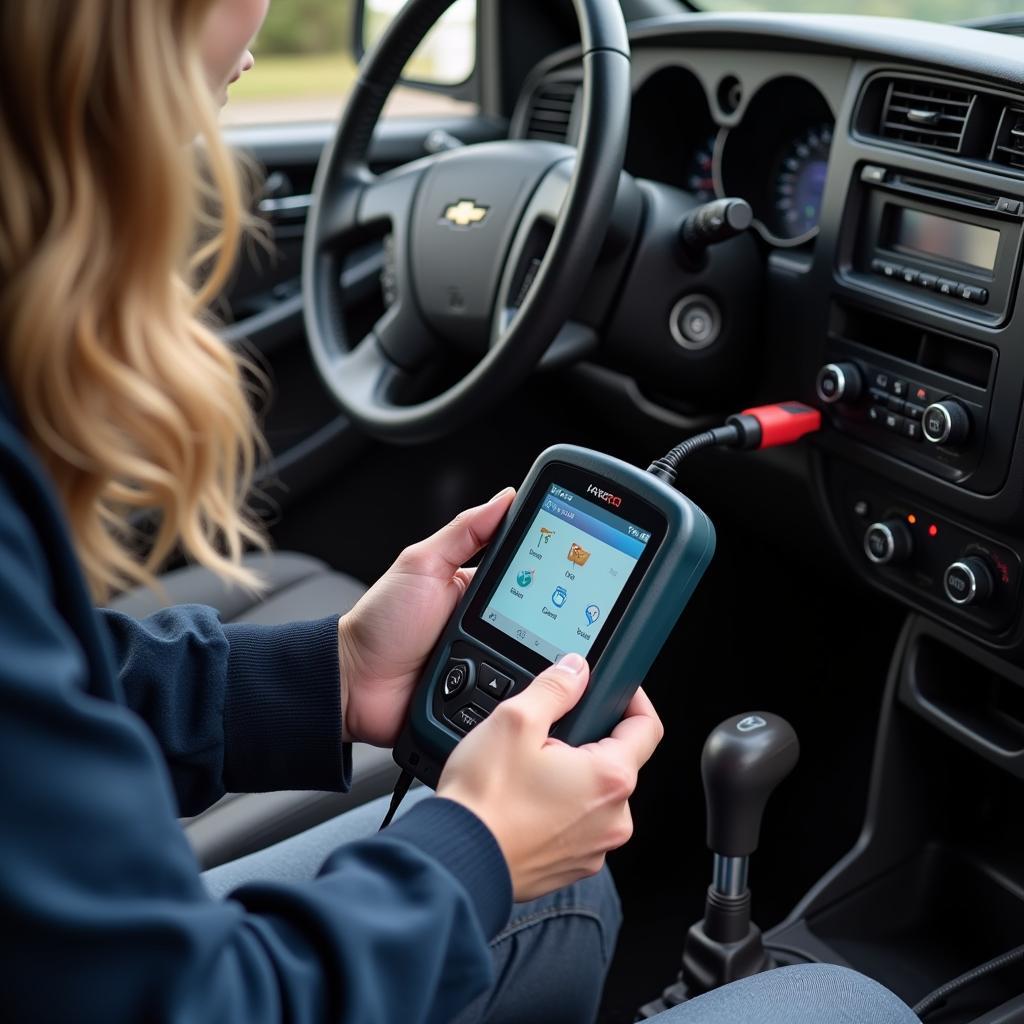 Chevy Blazer OBD2 Scanner in Use