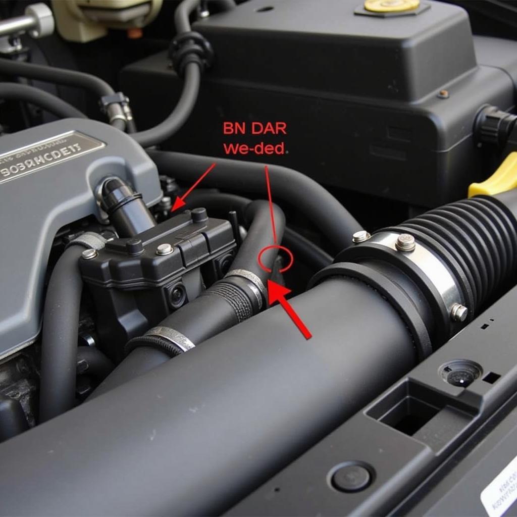 Chevy Engine Bay with MAF Sensor Highlighted