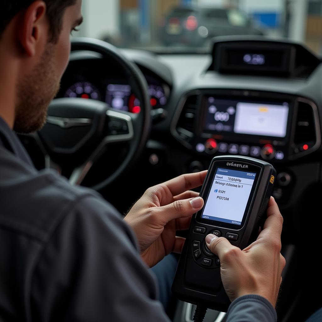 Chrysler OBD2 Scanner in action