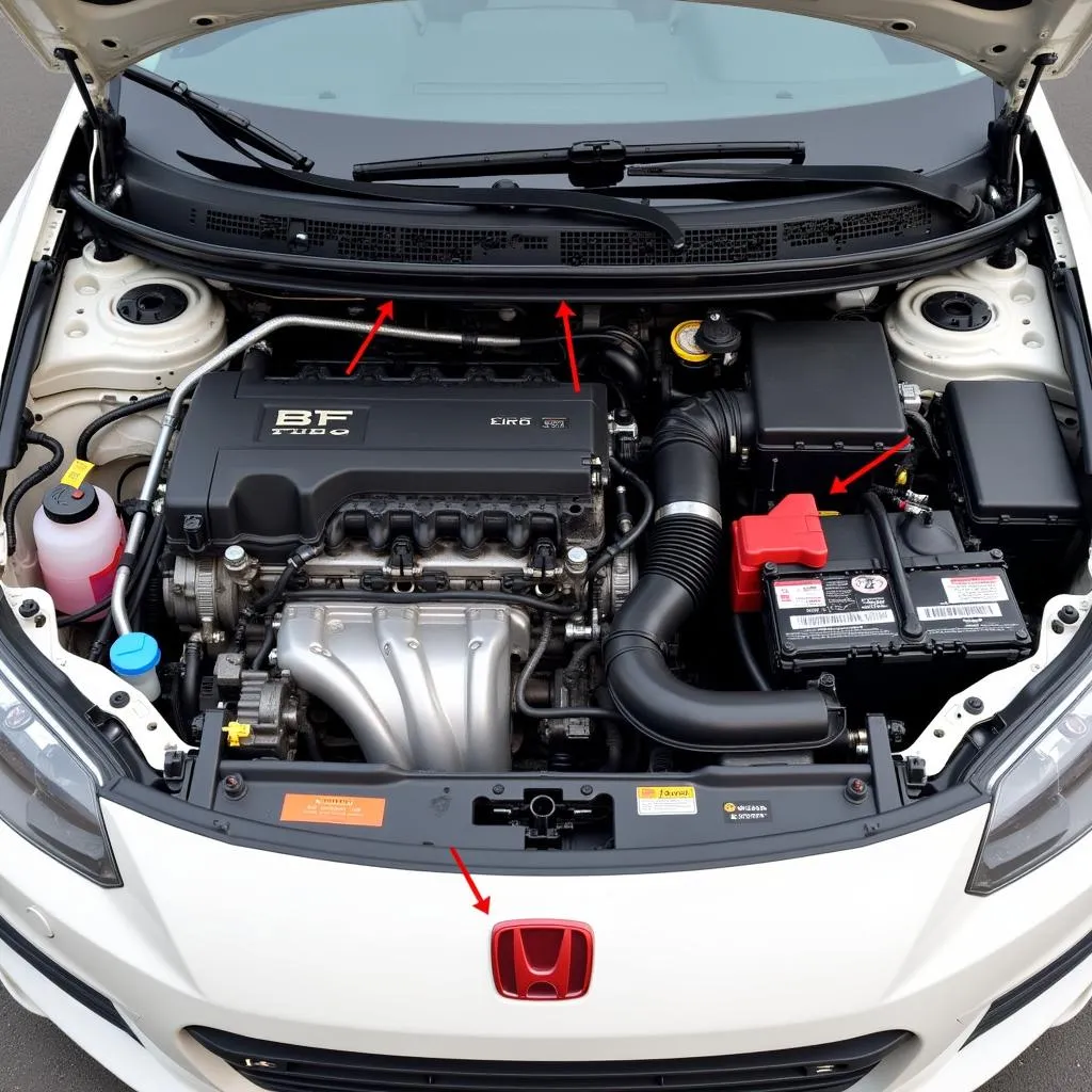 Civic Turbo Engine Bay Highlighting Components