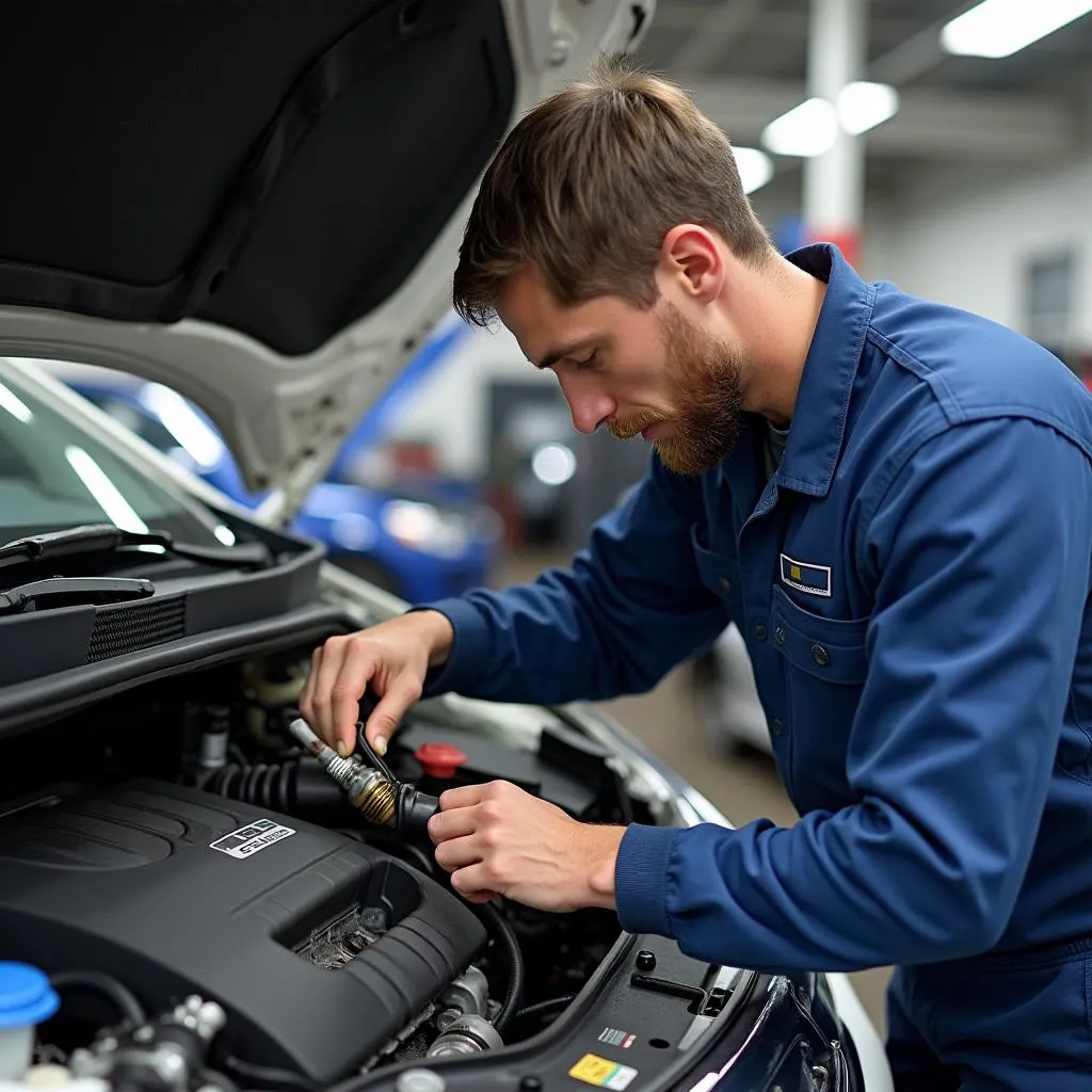 Mechanic Performing Regular Maintenance on a Civic Turbo