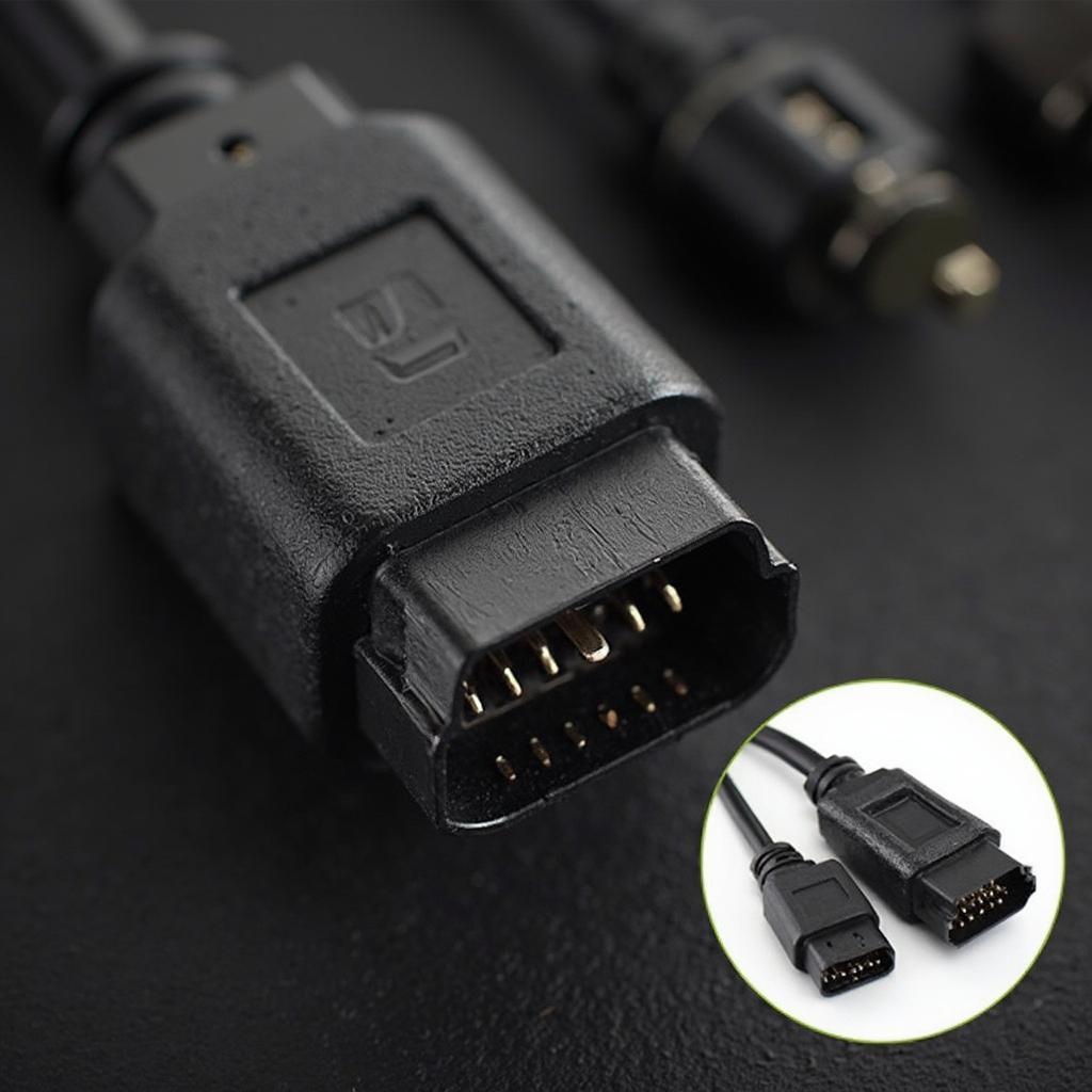 Close-up of an edge OBD2 cable connector