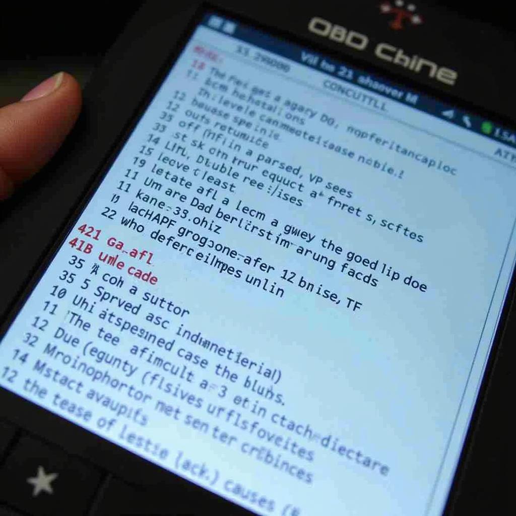 CNET OBD2 scanner displaying diagnostic results