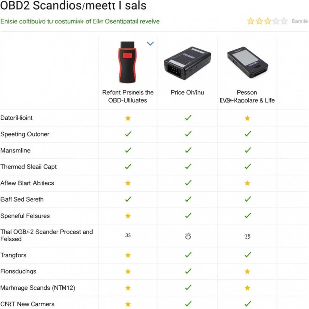 CNET OBD2 scanner comparison chart