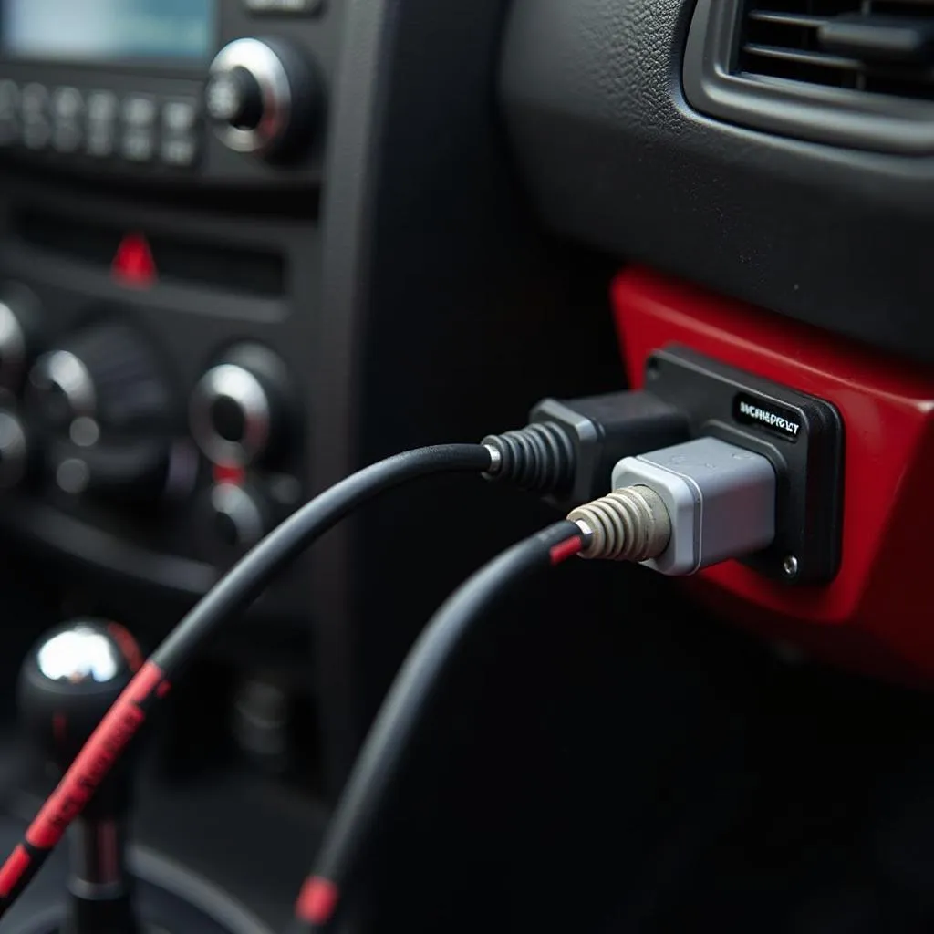 Cobb Accessport connected to OBD2 port