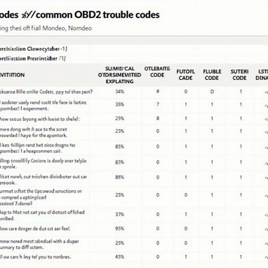 Common OBD2 Trouble Codes for a Ford Mondeo 2006