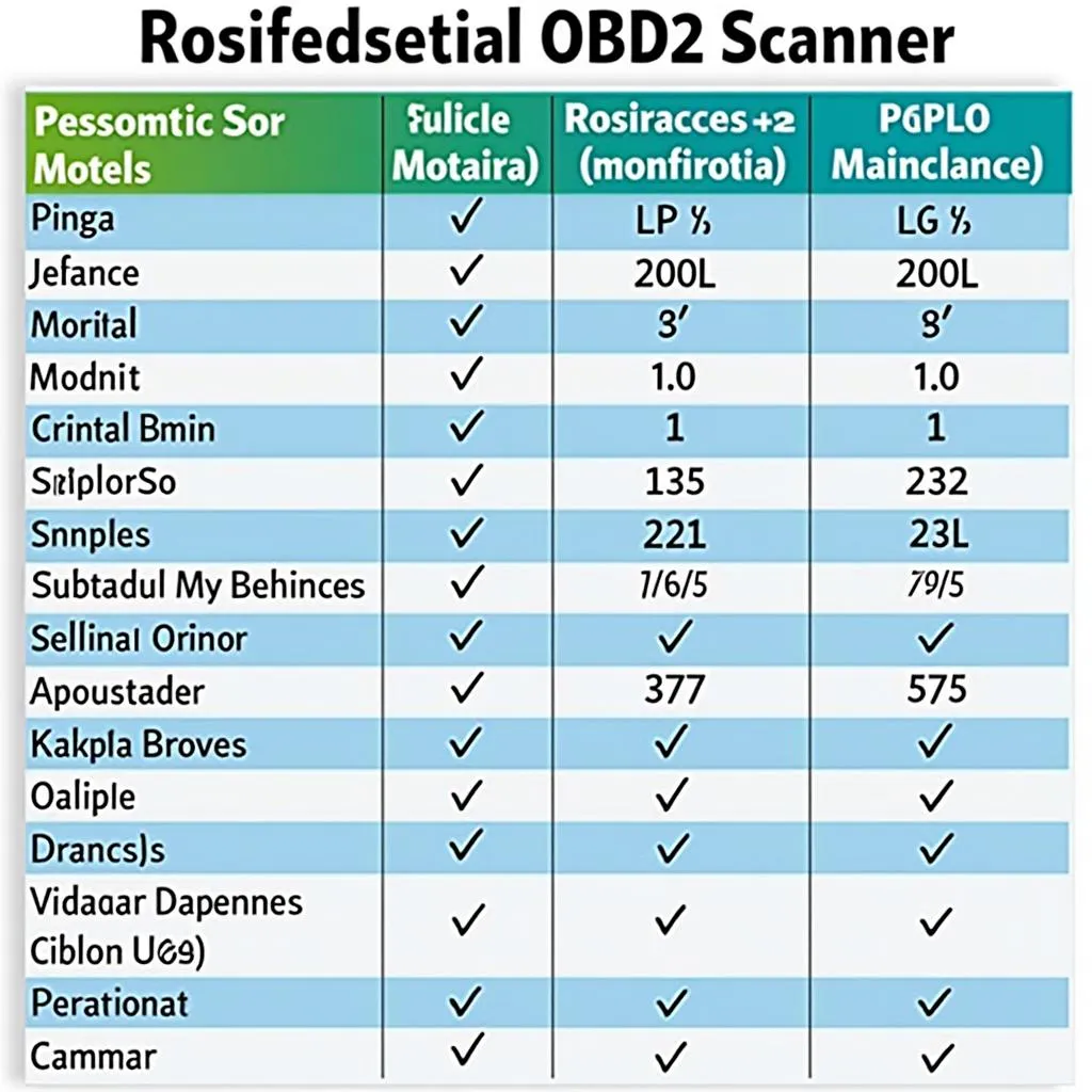 OBD2 Scanner Feature and Price Comparison Chart