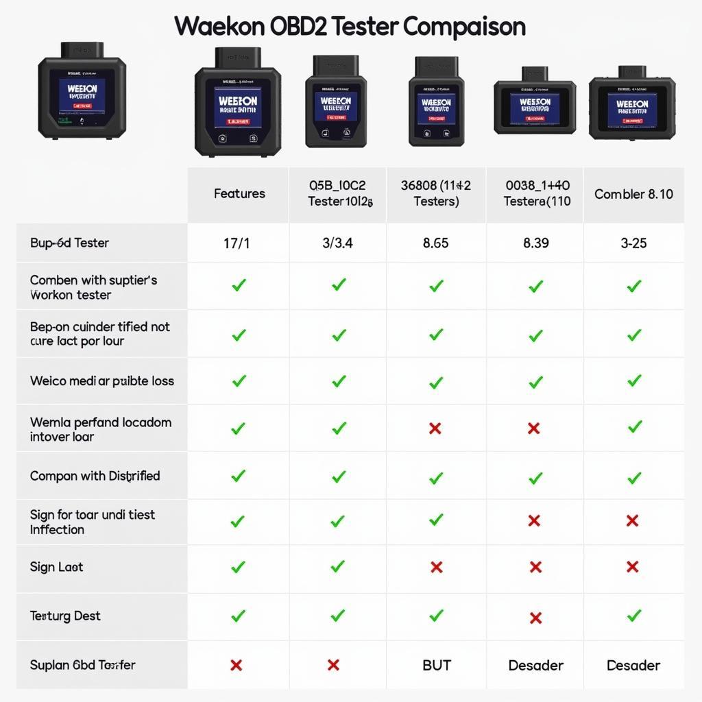 Different Waekon OBD2 Tester Models