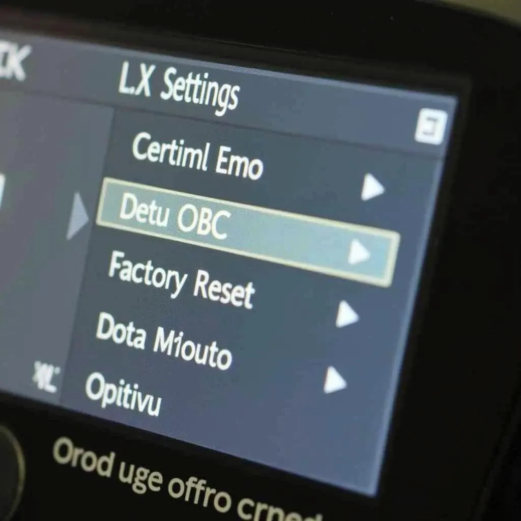 Creed OBD2 Meter Settings Menu