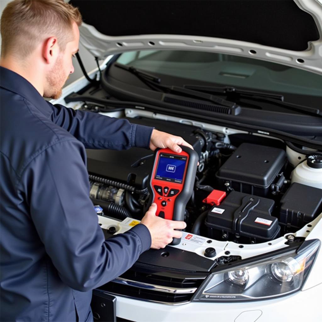 Mechanic Using a Cuncheer OBD2 Scanner