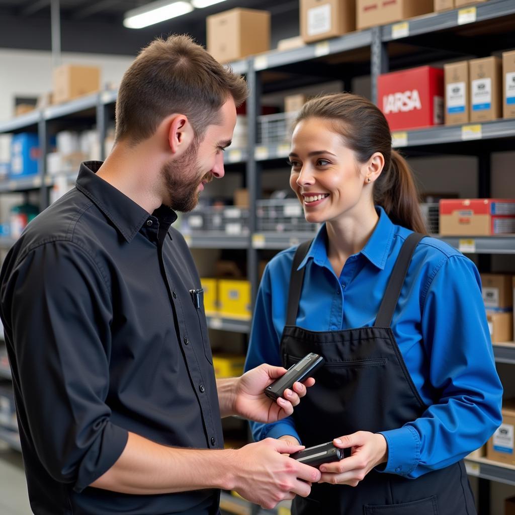 Customer Receiving Advice on OBD2 Scanners