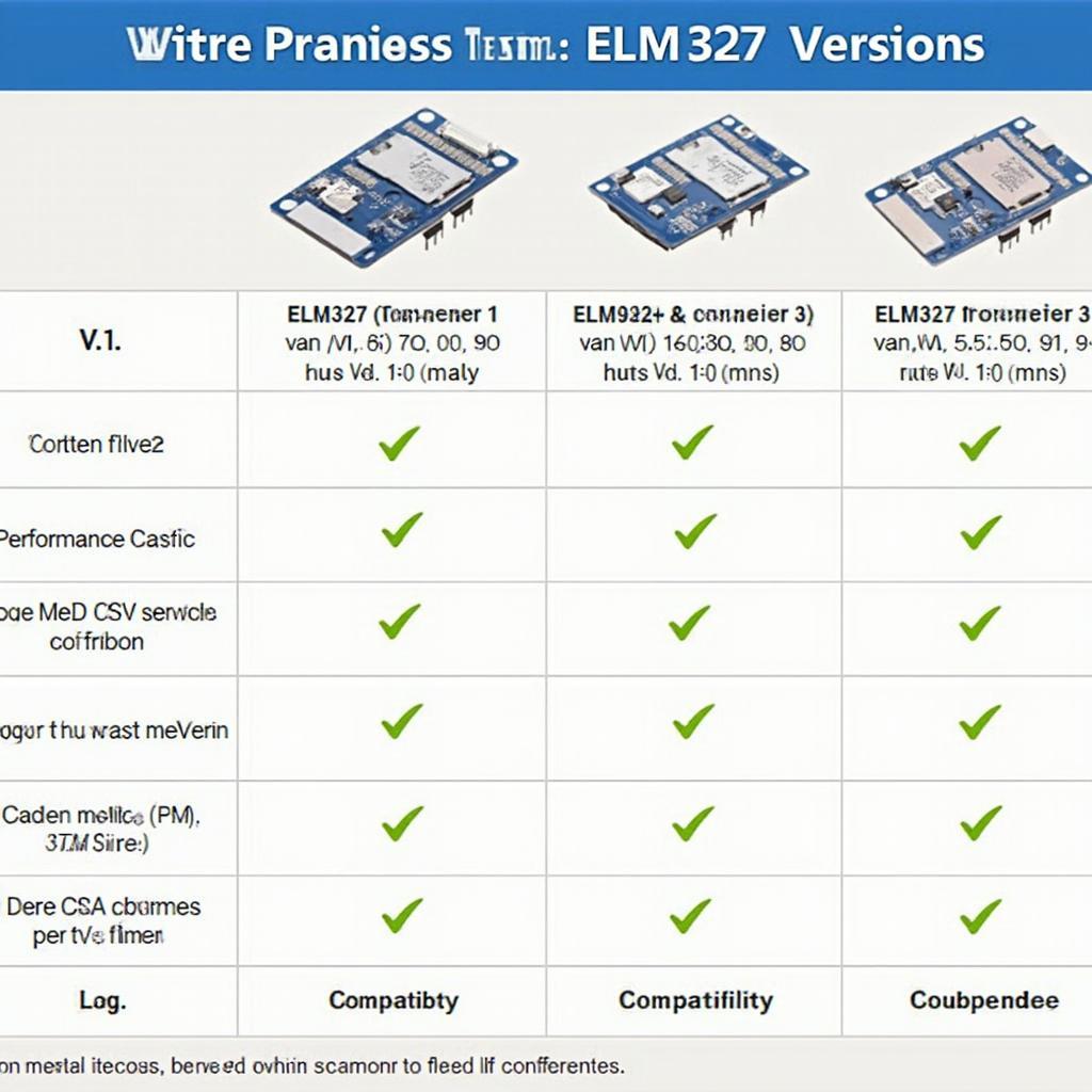 Comparison Chart of Different ELM327 Versions