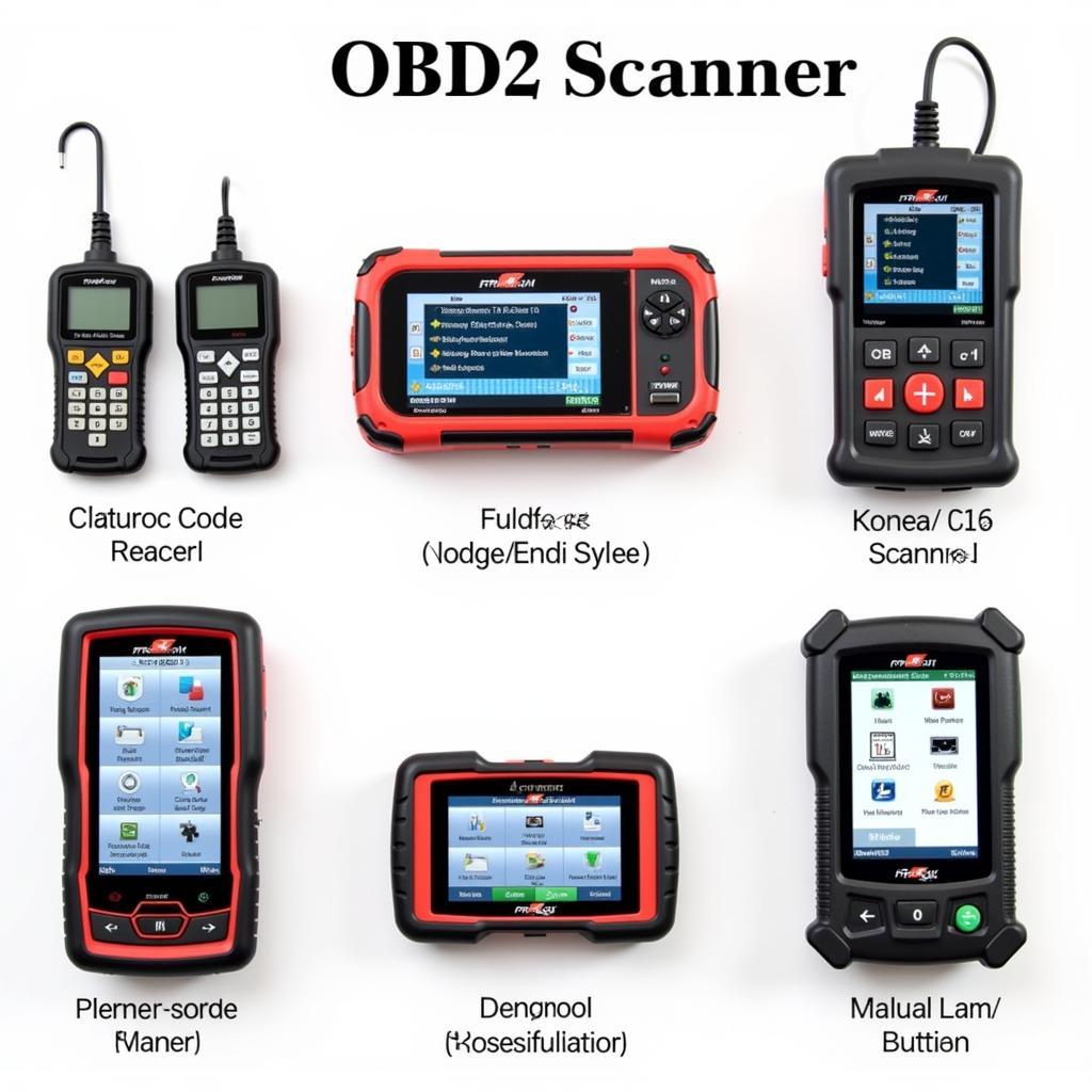 Various OBD2 scanners showcasing different sizes and features.