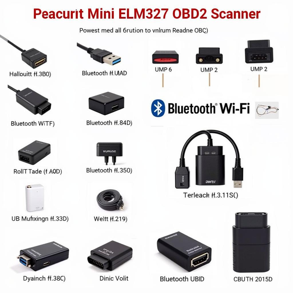 Different types of mini ELM327 OBD2 scanners