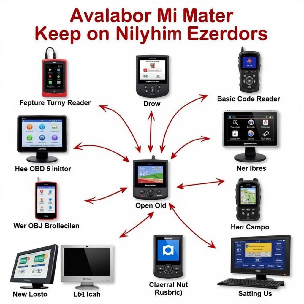 Various OBD2 monitors displayed for sale