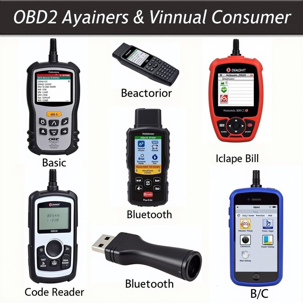 Various OBD2 scanners for sale, showcasing the diversity in design and features.