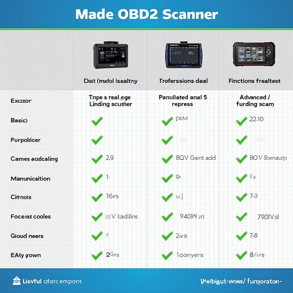 Various OBD2 Scanners: Basic, Enhanced, and Professional