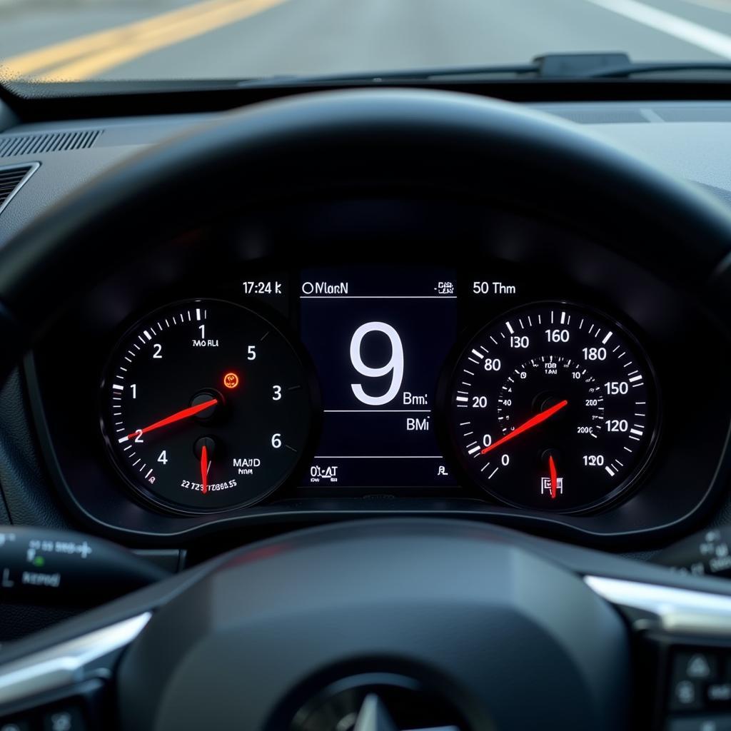 Car Dashboard Displaying Mileage