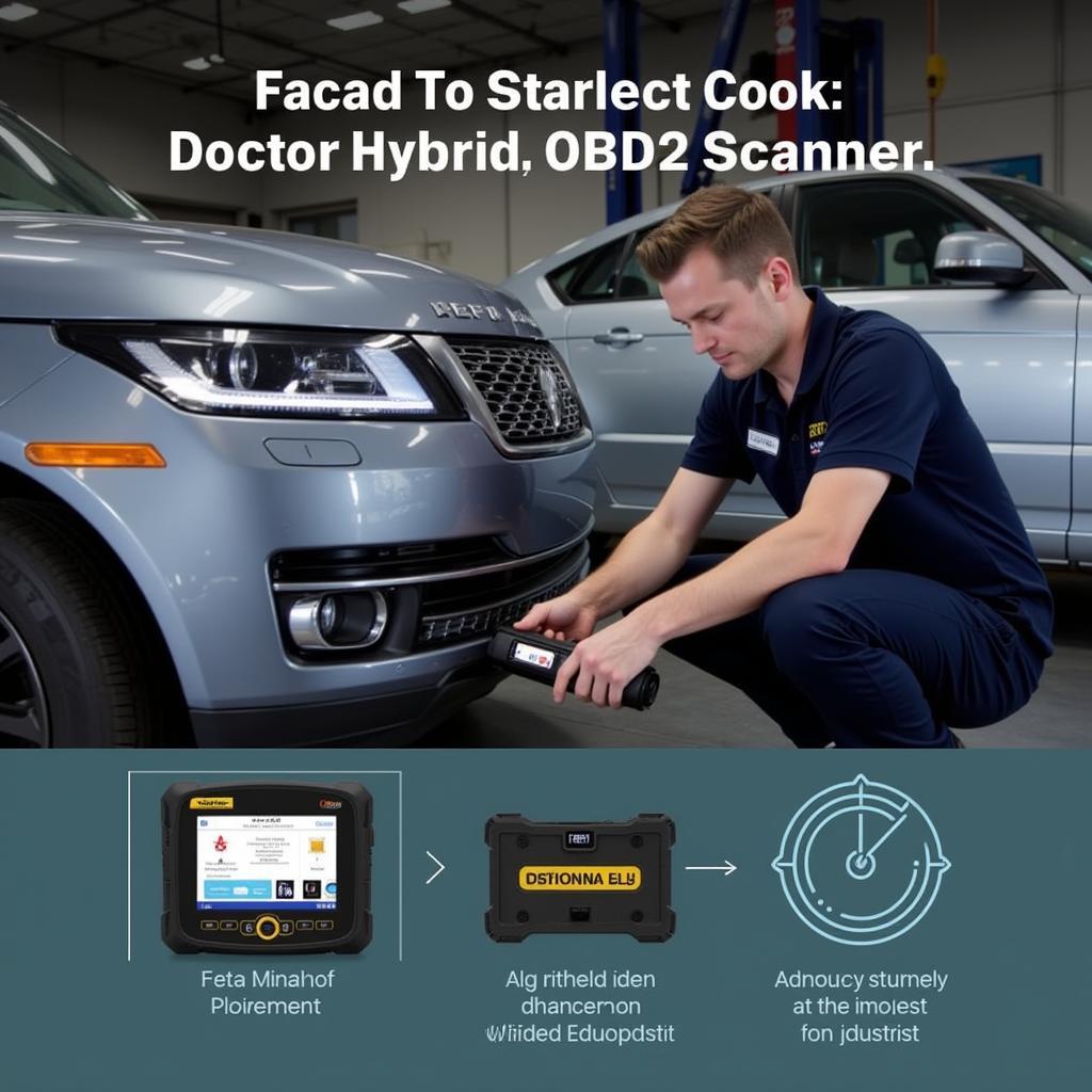 Mechanic using Doctor Hybrid ELM OBD2 Scanner to diagnose a hybrid car