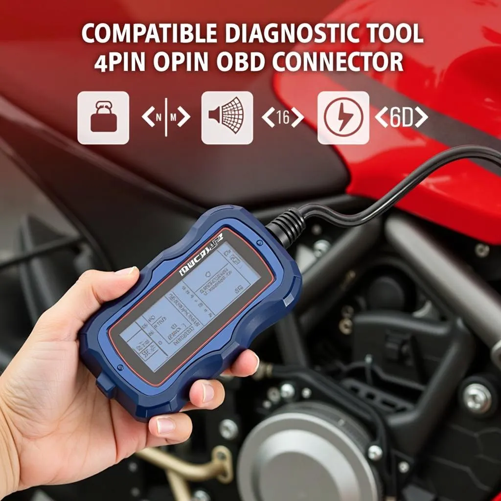 Ducati Diagnostic Tool Connected to 4-Pin Connector